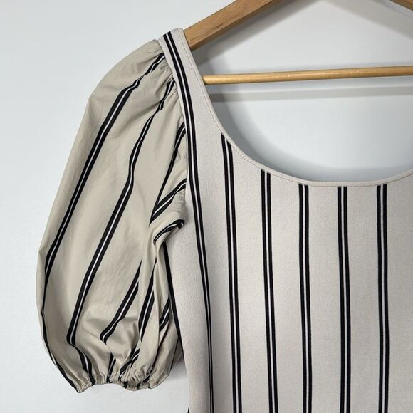 Theory Striped Puff Sleeve Scoop Neck Top Size Small - Picture 6 of 10